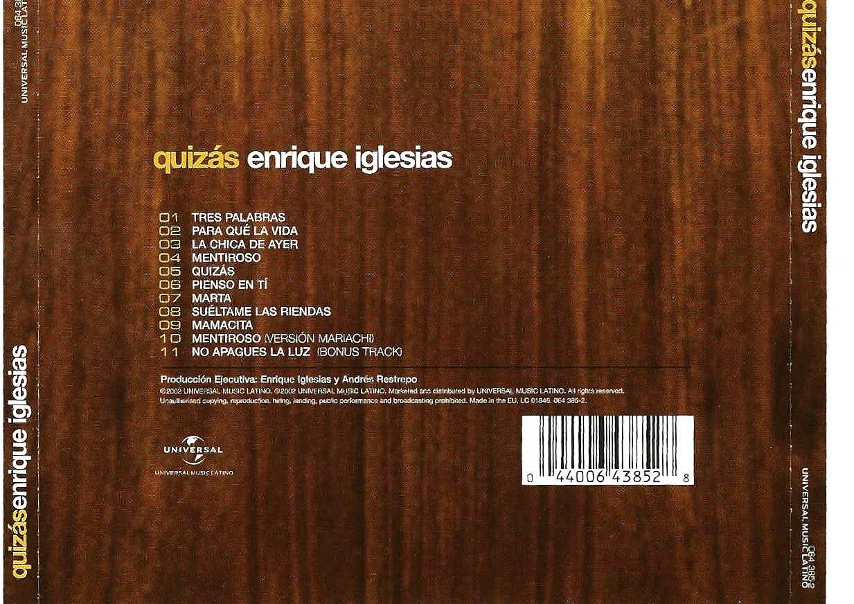 Enrique Iglesias  Quizas  2002  Back